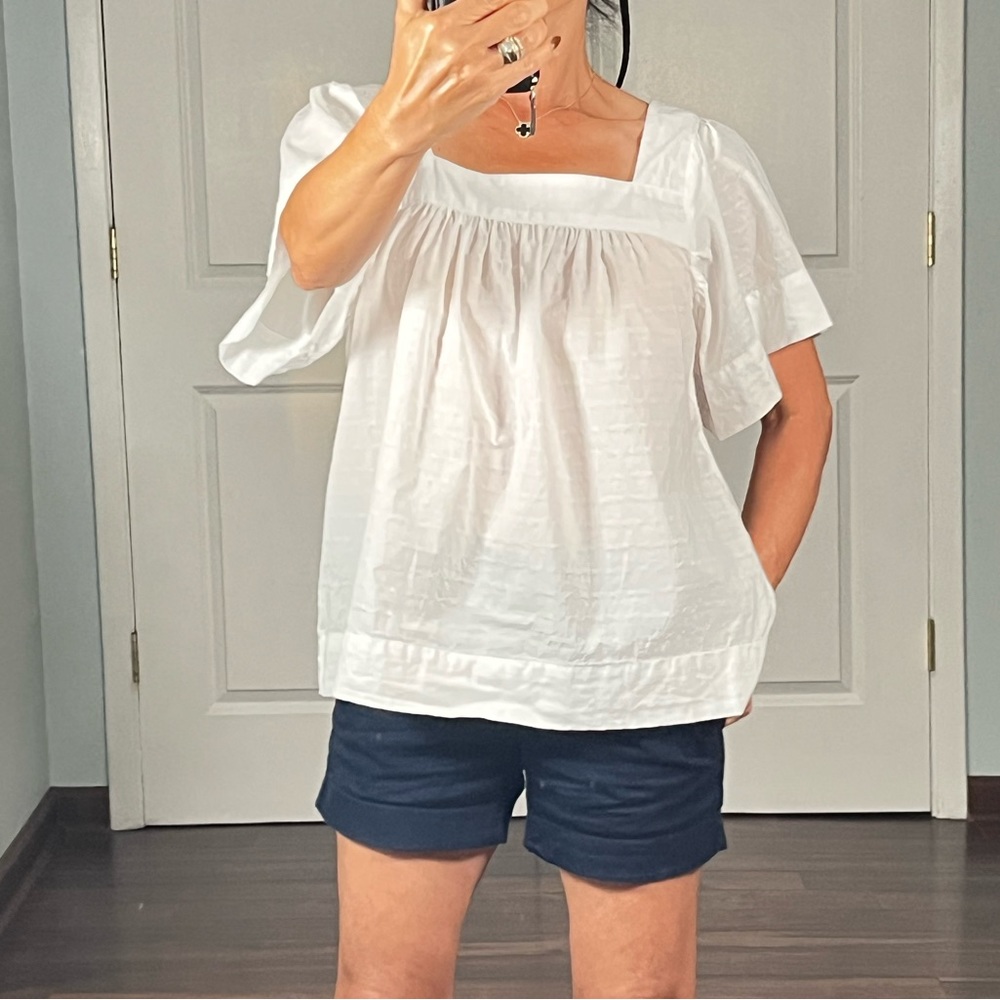 Da-sh white 100% cotton square neck blouse size S